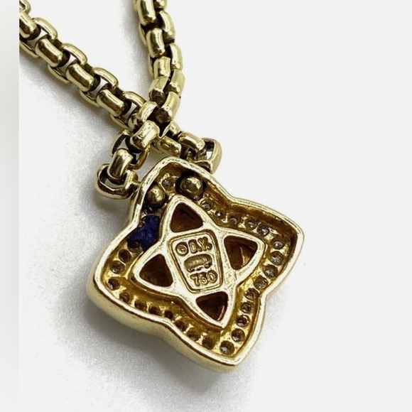 David Yurman Quatrefoil Diamond & 18k Yellow Gold Box Chain Necklace, 16" - Picture 5 of 16